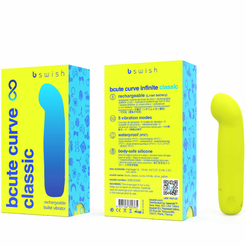 B SWISH - BCUTE CURVE INFINITE KLASSISCHER WIEDERAUFLADBARER SILIKONVIBRATOR GELB - Sexotim