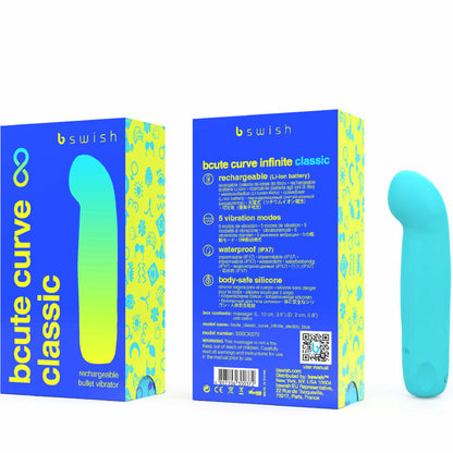 B SWISH - BCUTE CURVE INFINITE KLASSISCHER WIEDERAUFLADBARER VIBRATOR AUS BLAUEM SILIKON - Sexotim