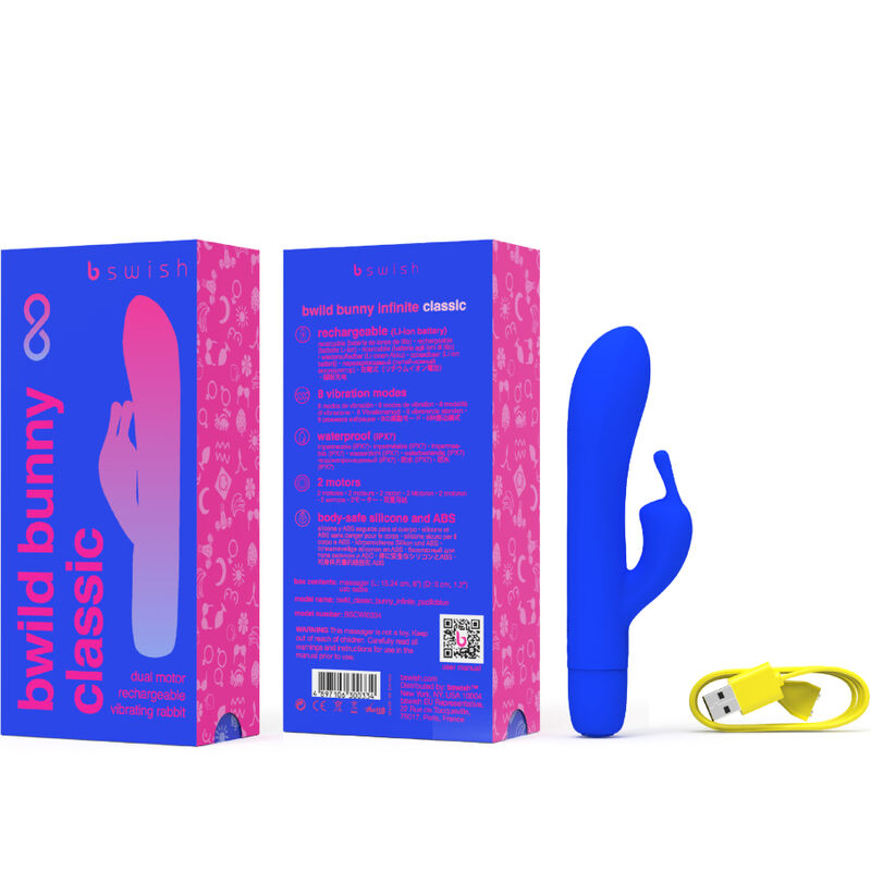 B SWISH - BWILD BUNNY INFINITE KLASSISCHER WIEDERAUFLADBARER VIBRATOR AUS BLAUEM SILIKON - Sexotim