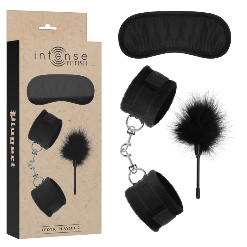 INTENSE - FETISH EROTIKSPIELSET 2 MIT HANDSCHELLEN, BLINDMASKE UND KITZEL - Sexotim