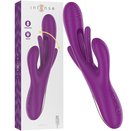 INTENSE - APOLO WIEDERAUFLADBARER MULTIFUNKTIONSVIBRATOR 7 VIBRATIONEN MIT LILA SCHWINGENDER ZUNGE - Sexotim