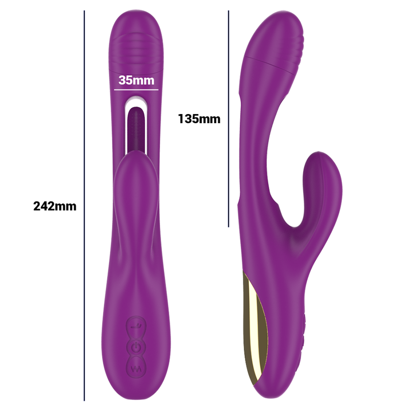 INTENSE - APOLO WIEDERAUFLADBARER MULTIFUNKTIONSVIBRATOR 7 VIBRATIONEN MIT LILA SCHWINGENDER ZUNGE - Sexotim