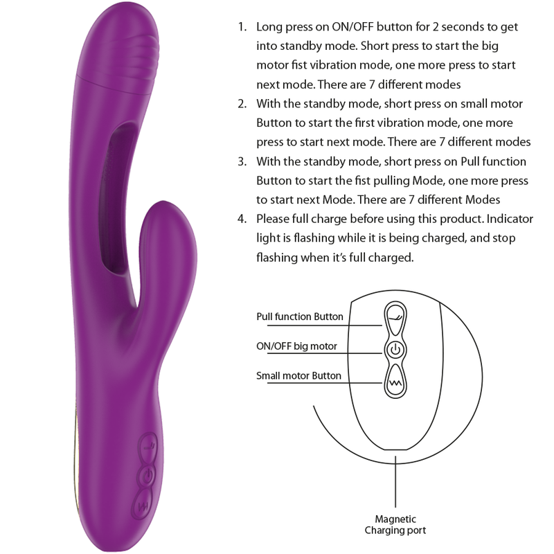 INTENSE - APOLO WIEDERAUFLADBARER MULTIFUNKTIONSVIBRATOR 7 VIBRATIONEN MIT LILA SCHWINGENDER ZUNGE - Sexotim