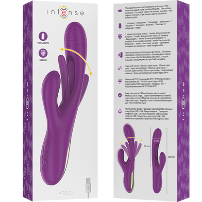 INTENSE - APOLO WIEDERAUFLADBARER MULTIFUNKTIONSVIBRATOR 7 VIBRATIONEN MIT LILA SCHWINGENDER ZUNGE - Sexotim