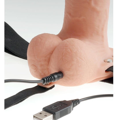 FETISH FANTASY SERIES - VERSTELLBARES GURT REALISTISCHER PENIS MIT WIEDERAUFLADBAREN BLLEN UND VIBRATOR 23 CM - Sexotim