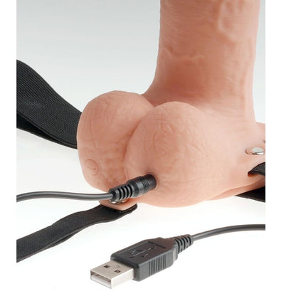 FETISH FANTASY SERIES - VERSTELLBARER GURT REALISTISCHER PENIS MIT WIEDERAUFLADBAREN BLLEN UND VIBRATOR 28 CM - Sexotim