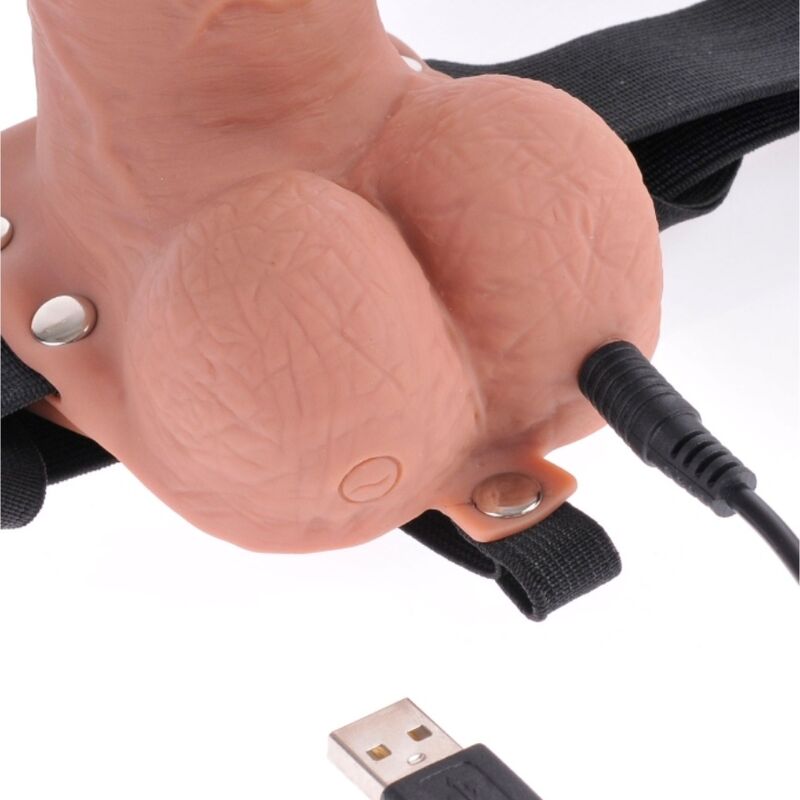 FETISH FANTASY SERIES - VERSTELLBARES GURT REALISTISCHER PENIS MIT WIEDERAUFLADBAREN BLLEN UND VIBRATOR 17,8 CM - Sexotim