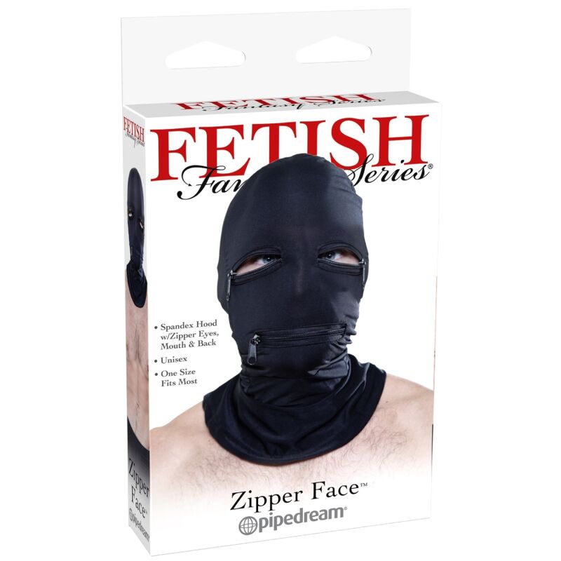 FETISH FANTASY SERIES - KAPUZE MIT REISSVERSCHLÜSSEN SCHWARZ - Sexotim