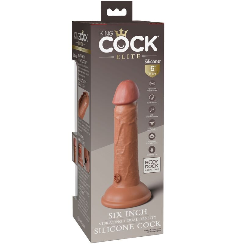 KING COCK - ELITE REALISTISCHER DILDO MIT VIBRATION UND SILIKON 15.2 CM KARAMELL - Sexotim