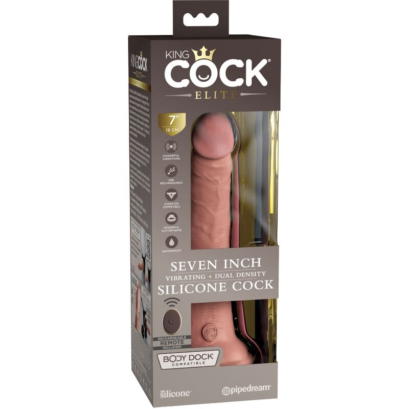 KING COCK - ELITE REALISTISCHER DILDO VIBRATOR & SILIKON FERNBEDIENUNG 17.8 CM - Sexotim