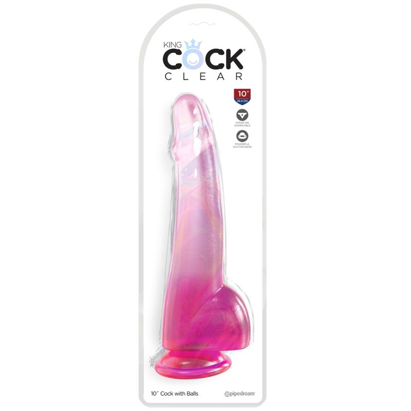 KING COCK - CLEAR DILDO MIT HODEN 19 CM ROSA - Sexotim