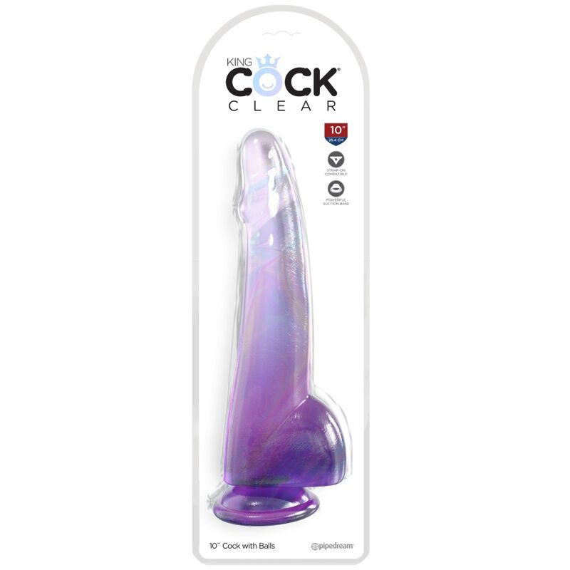 KING COCK - CLEAR DILDO MIT HODEN 19 CM LILA - Sexotim