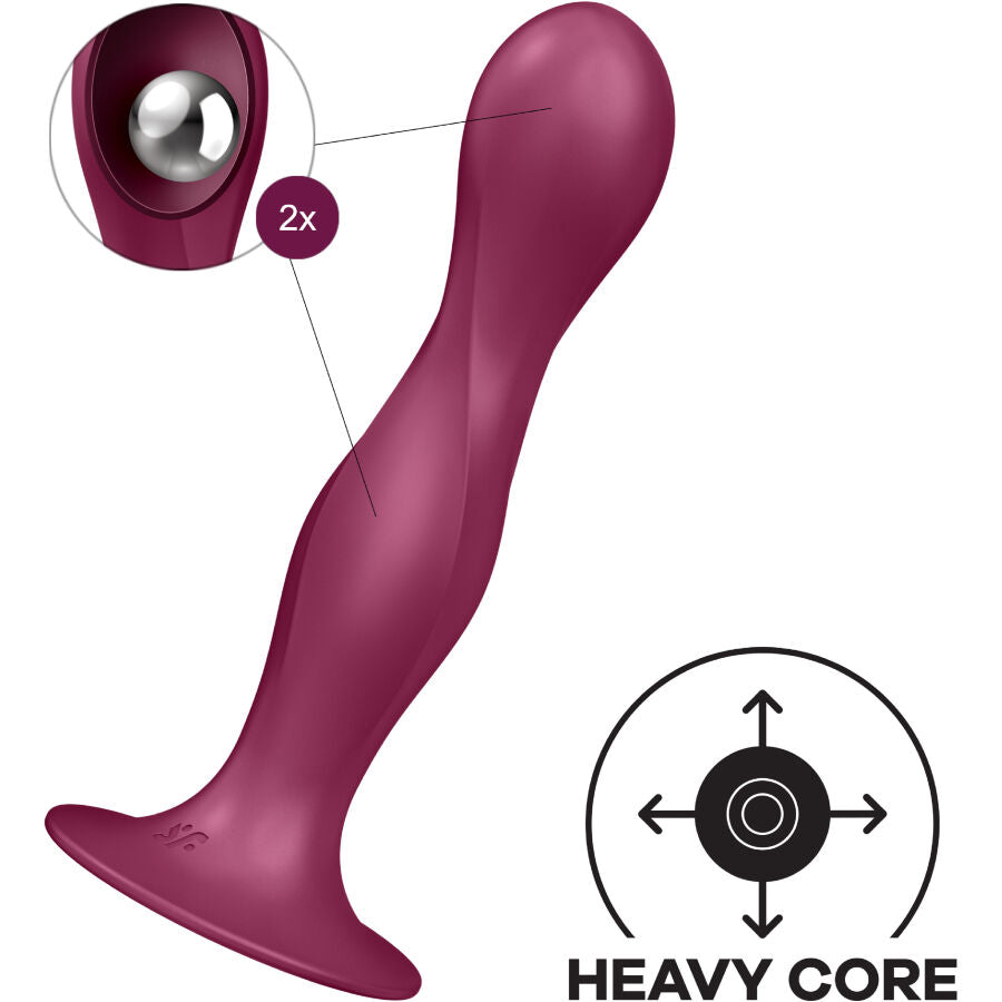 SATISFYER - DOUBLE BALL-R SILIKONDILDO GRANAT / BLAU - Sexotim