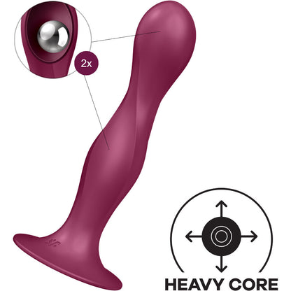 SATISFYER - DOUBLE BALL-R SILIKONDILDO GRANAT / BLAU - Sexotim