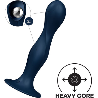 SATISFYER - DOUBLE BALL-R SILIKONDILDO GRANAT / BLAU - Sexotim