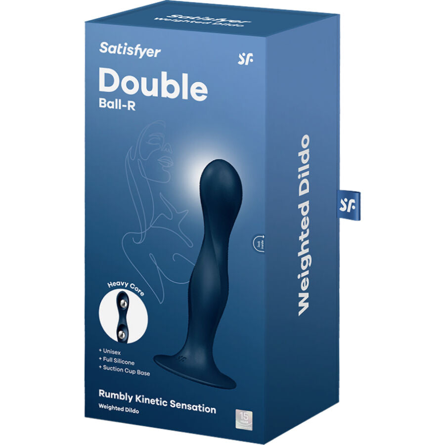 SATISFYER - DOUBLE BALL-R SILIKONDILDO GRANAT / BLAU - Sexotim