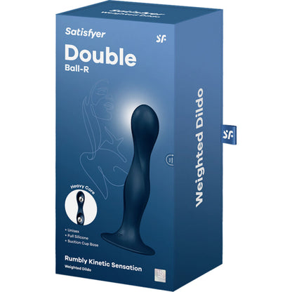 SATISFYER - DOUBLE BALL-R SILIKONDILDO GRANAT / BLAU - Sexotim