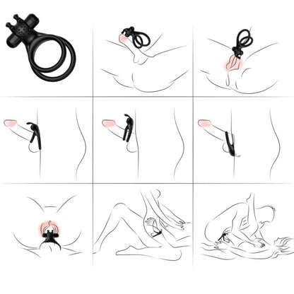 ARMONY - TRAVELLER DOPPEL-VIBRATORRING FÜR PAARE RABBIT SCHWARZ - Sexotim