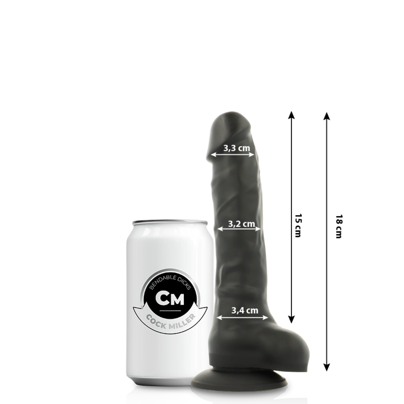 COCK MILLER - SILIKON DICHTE COCKSIL ARTIKULIERBAR SCHWARZ 18 CM - Sexotim