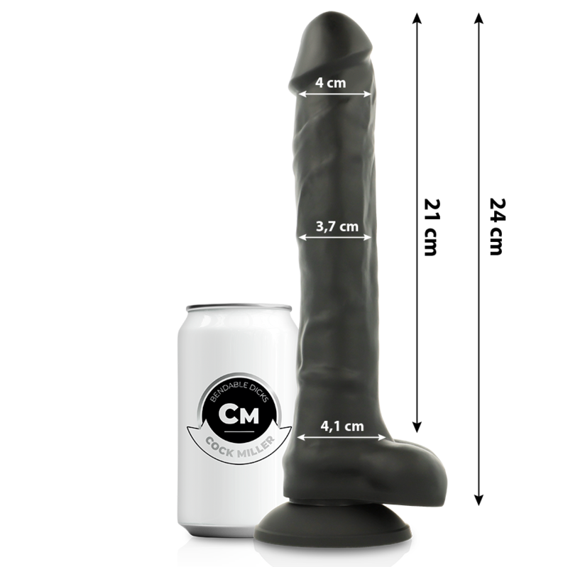 COCK MILLER - SILIKON DICHTE COCKSIL ARTIKULIERBAR SCHWARZ 24 CM - Sexotim