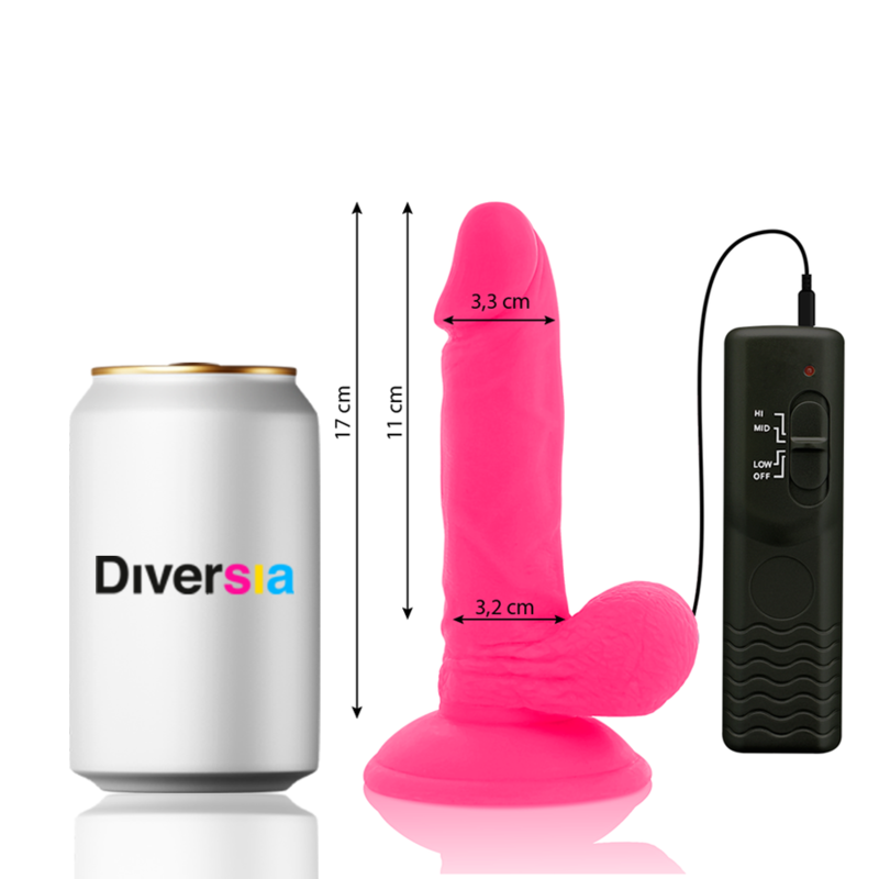 DIVERSIA - FLEXIBLER VIBRIERENDER DILDO ROSA 17 CM -O- 3.3 CM - Sexotim