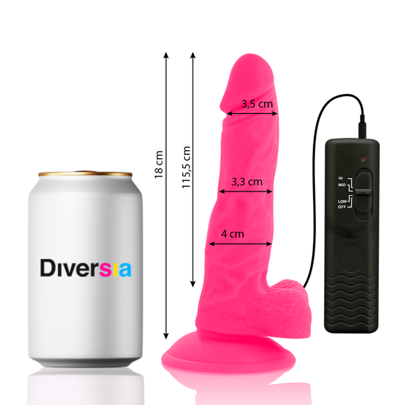 DIVERSIA - FLEXIBLER VIBRIERENDER DILDO ROSA 18 CM -O- 4 CM - Sexotim