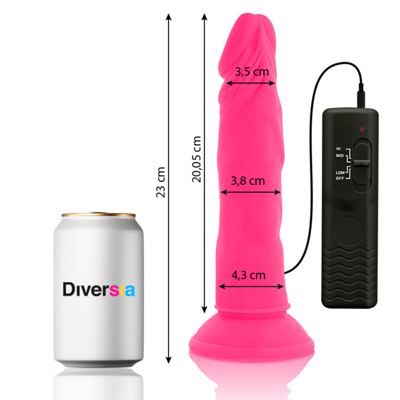 DIVERSIA - FLEXIBLER DILDO MIT VIBRATION ROSA 23 CM -O- 4.3 CM - Sexotim