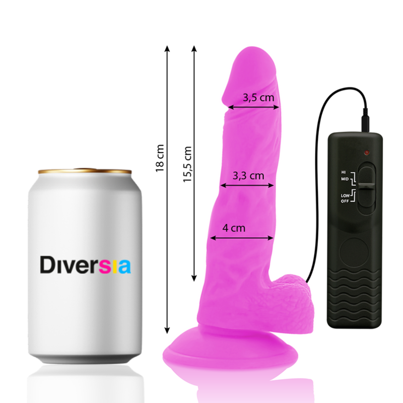 DIVERSIA - FLEXIBLER VIBRIERENDER DILDO LILA 18 CM -O- 4 CM - Sexotim