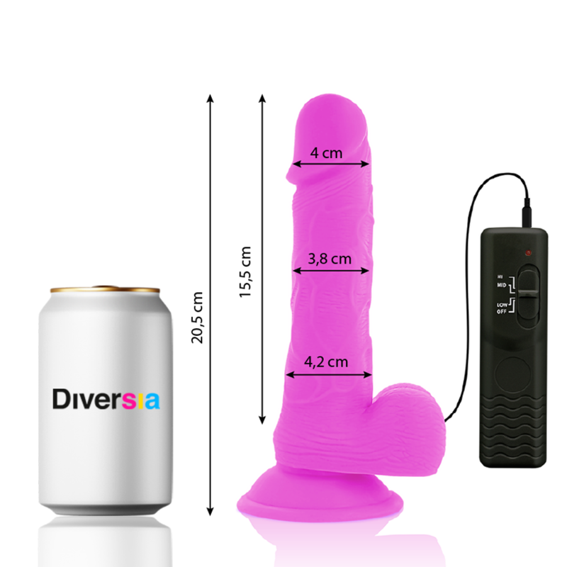 DIVERSIA - FLEXIBLER VIBRIERENDER DILDO LILA 20.5 CM -O- 4.2 CM - Sexotim