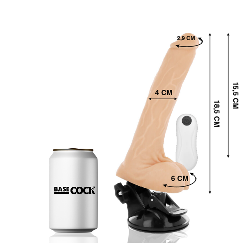 BASECOCK - ARTIKULIERBARER VIBRATOR NATÜRLICH FERNBEDIENUNG 18.5 CM -O- 4 CM - Sexotim