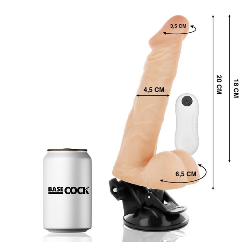 BASECOCK - ARTIKULIERBARER VIBRATOR NATÜRLICH FERNBEDIENUNG 20 CM -O- 4.5 CM - Sexotim