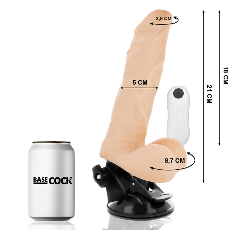 BASECOCK - ARTIKULIERBARER VIBRATOR NATÜRLICH MIT FERNBEDIENUNG 21 CM -O- 5 CM - Sexotim