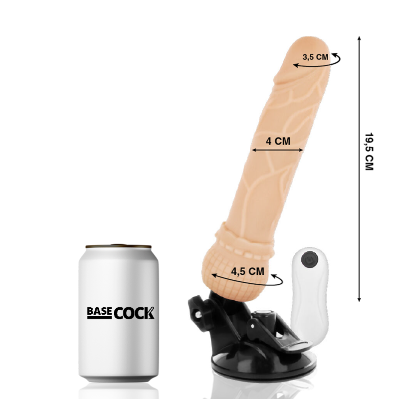 BASECOCK - REALISTISCHER NATÜRLICHER FERNBEDIENUNGSVIBRATOR 19.5 CM -O- 4 CM - Sexotim