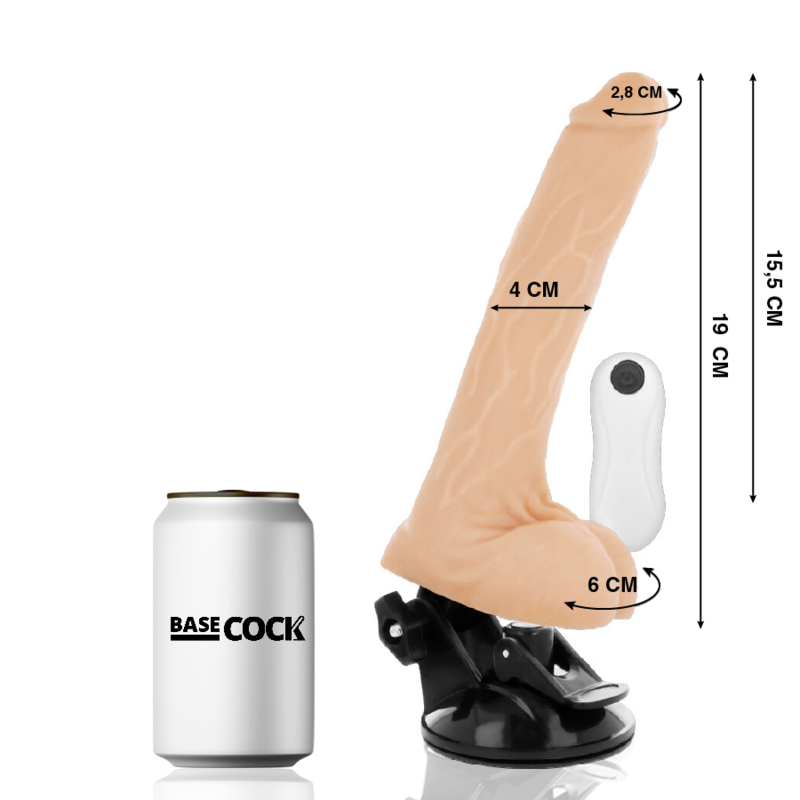 BASECOCK - REALISTISCHER VIBRATOR MIT FERNBEDIENUNG NATÜRLICH 19 CM -O- 4 CM - Sexotim