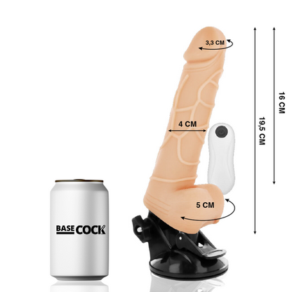 BASECOCK - REALISTISCHER VIBRATOR MIT FERNBEDIENUNG NATÜRLICH MIT HODEN 19.5 CM -O- 4 CM - Sexotim