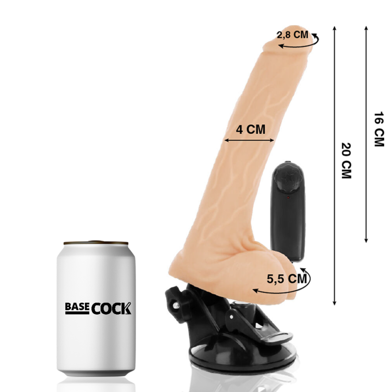 BASECOCK - REALISTISCHER VIBRATOR MIT FERNBEDIENUNG MIT HODEN 20 CM -O- 4 CM - Sexotim