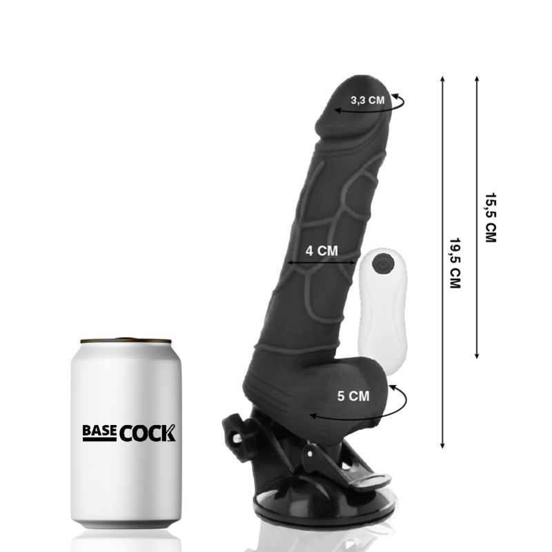 BASECOCK - REALISTISCHER VIBRATOR MIT FERNBEDIENUNG NATÜRLICH MIT HODEN 19.5 CM -O- 4 CM - Sexotim