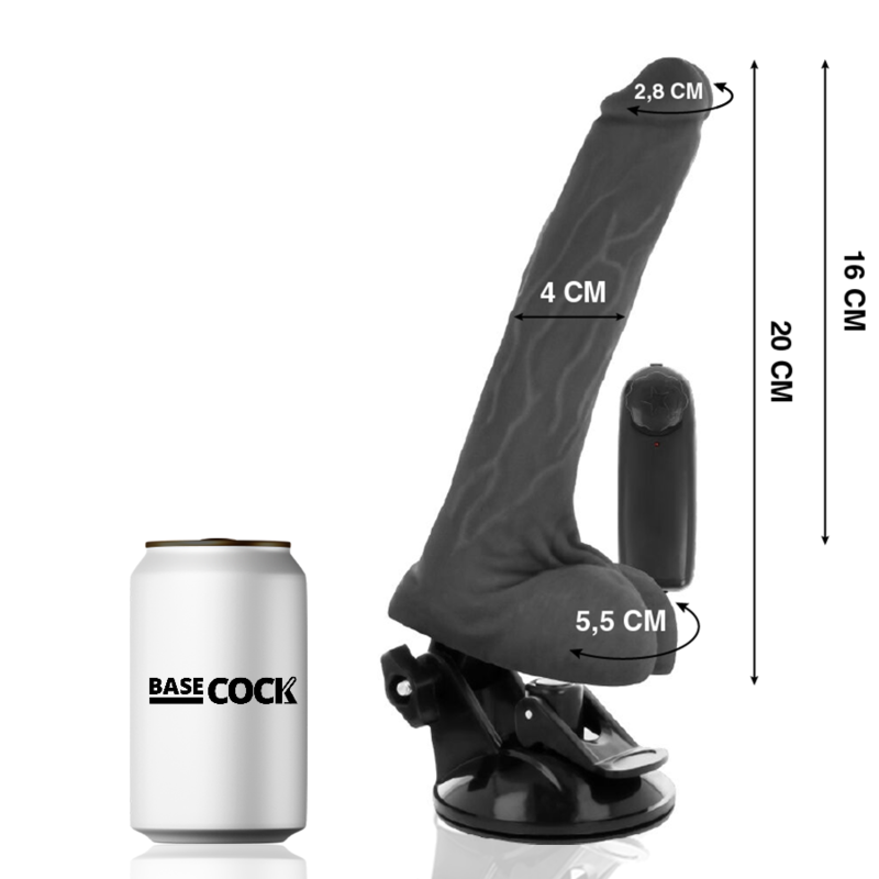 BASECOCK - REALISTISCHER VIBRATOR MIT FERNBEDIENUNG MIT HODEN 20 CM -O- 4 CM - Sexotim