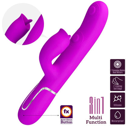 PRETTY LOVE - KANINCHENVIBRATOR MIT LECKENDEM FUCHSIA