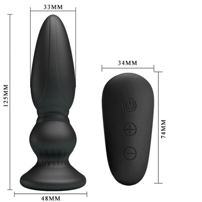 MR PLAY - LEISTUNGSSTARKER VIBRATOR MIT FERNBEDIENUNG, ANALSTECKER, SCHWARZ - Sexotim