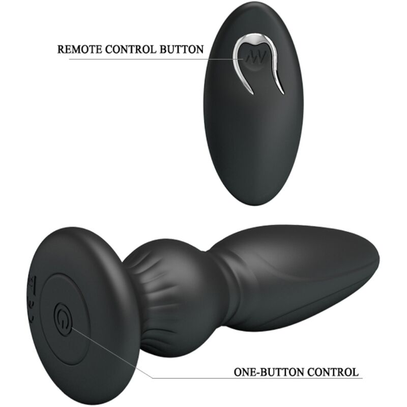 MR PLAY - LEISTUNGSSTARKER VIBRATOR MIT FERNBEDIENUNG, ANALSTECKER, SCHWARZ - Sexotim