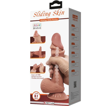 PRETTY LOVE - SLIDING SKIN SERIES REALISTISCHER DILDO MIT SCHIEBENDEM BRAUNEN HAUTSAUGNAPF 19,4 CM - Sexotim