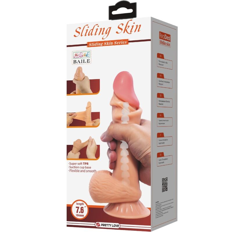 PRETTY LOVE - SLIDING SKIN SERIES REALISTISCHER DILDO MIT SLIDING SKIN SAUGNAPF 19,4 CM - Sexotim