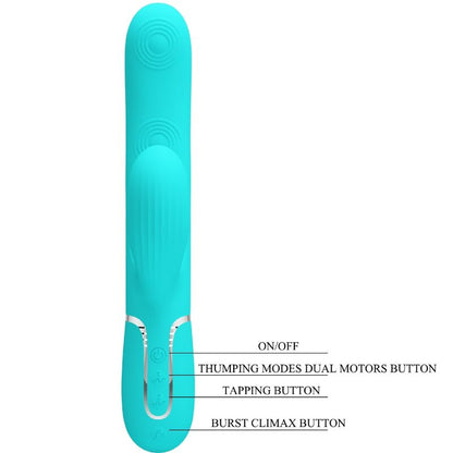 PRETTY LOVE - PERLITA MULTIFUNKTIONS-3-IN-1-G-PUNKT-VIBRATOR AQUA GRÜN