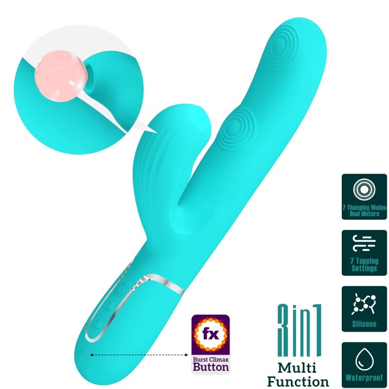 PRETTY LOVE - PERLITA MULTIFUNKTIONS-3-IN-1-G-PUNKT-VIBRATOR AQUA GRÜN