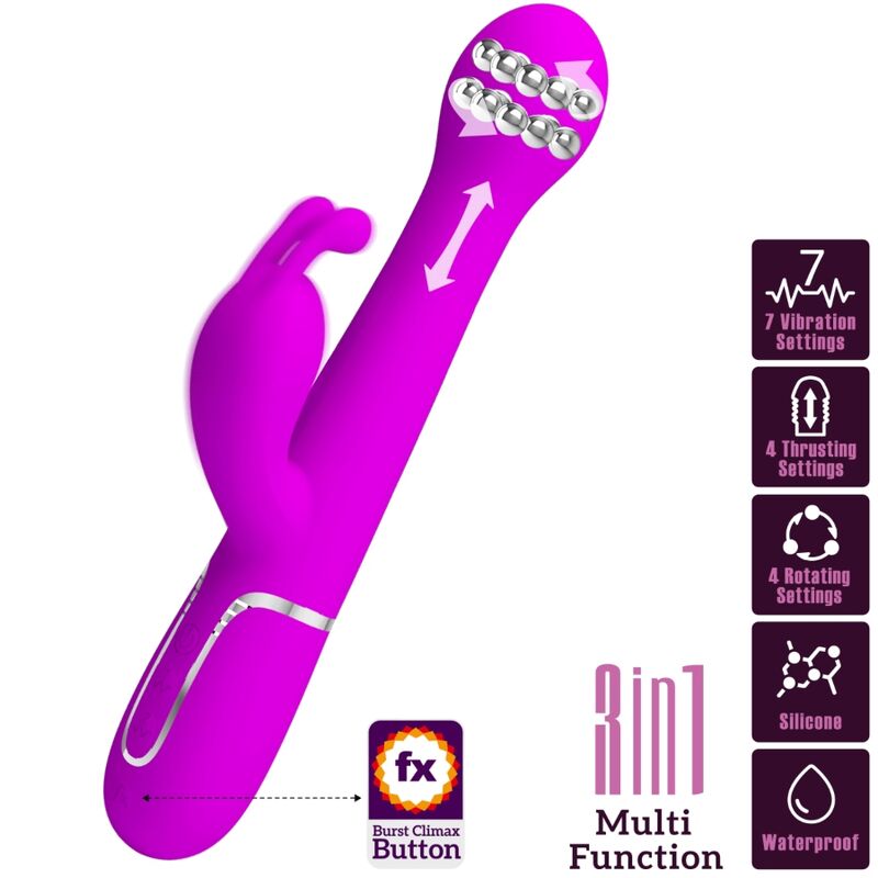 PRETTY LOVE - DEJON RABBIT VIBRATOR 3 IN 1 MULTIFUNKTIONSVIOLETT