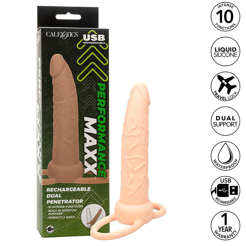 CALEXOTICS - PERFORMANCE MAXX WIEDERAUFLADBARER DUAL PENETRATOR, HELLE HAUT - Sexotim