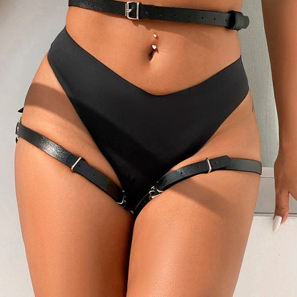 SUBBLIME - LEDER TAILLE UND BEIN HARNESS SCHWARZ EINE GRÖSSE