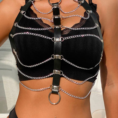 SUBBLIME - BRUSTHARNESS LEDERKETTEN SCHWARZ EINHEITSGRÖSSE - Sexotim