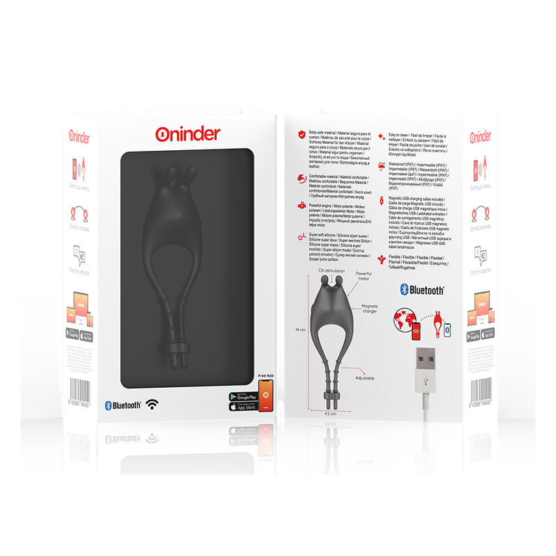 ONINDER - PAMPA WIEDERAUFLADBARER EINSTELLBARER VIBRATORRING MIT KLITORISSTIMULATOR 10 GESCHWINDIGKEITEN - KOSTENLOSE APP - Sexotim